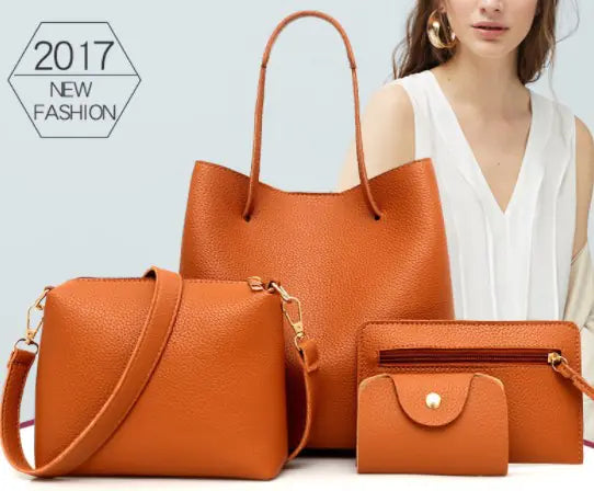 Lychee Pattern 4-Piece Set: Shoulder & Crossbody Bags