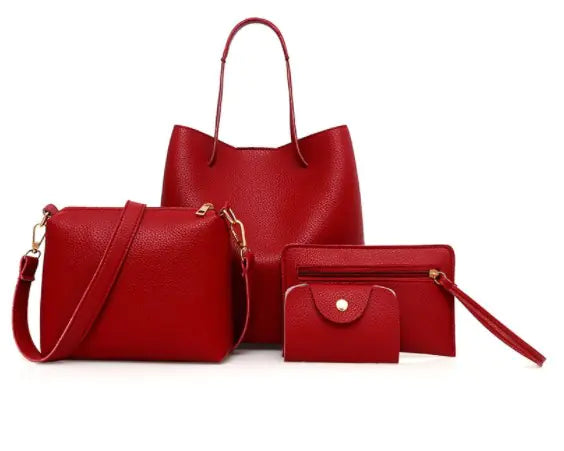 Lychee Pattern 4-Piece Set: Shoulder & Crossbody Bags