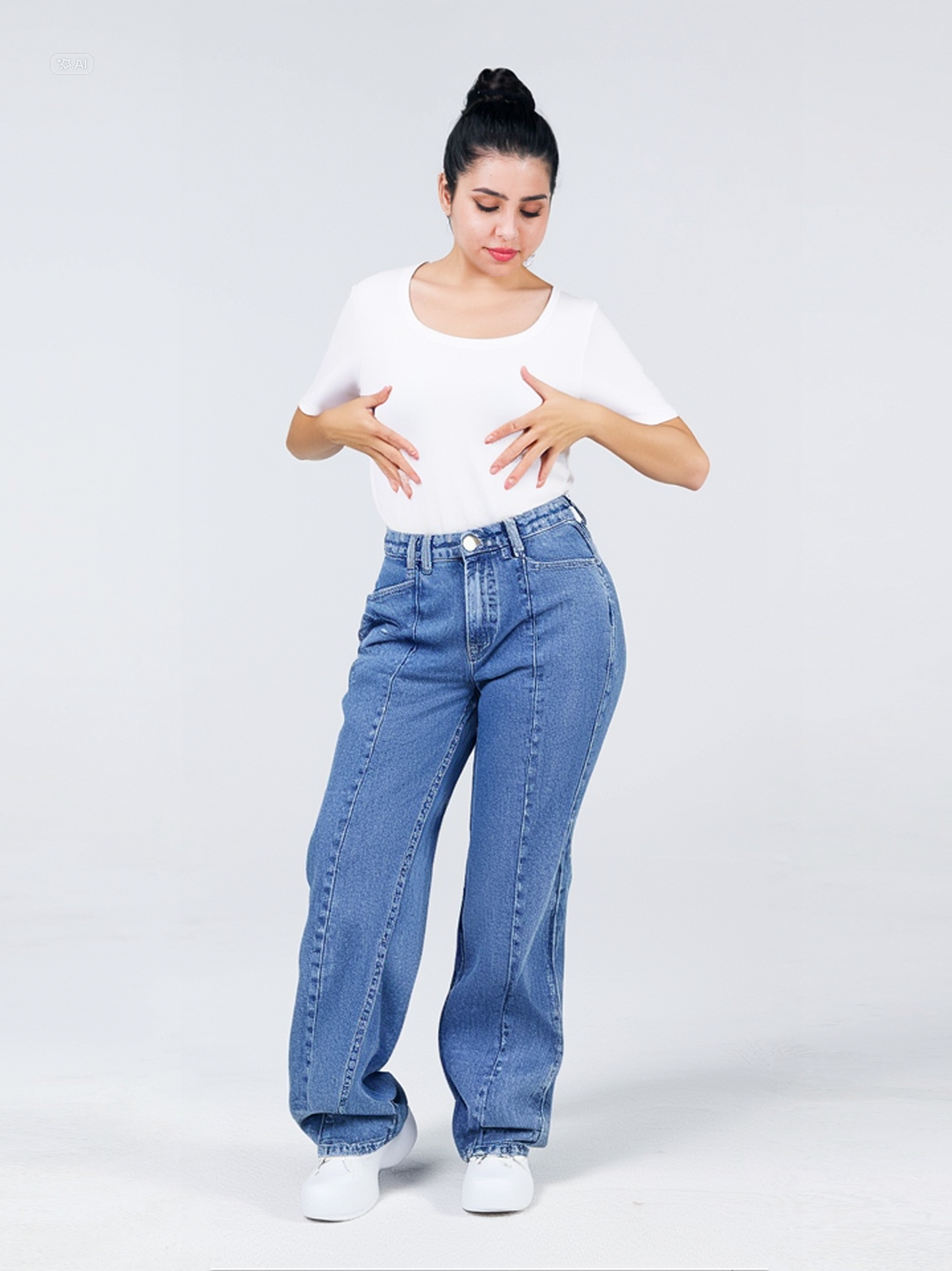 Light Blue Straight Leg Jeans
