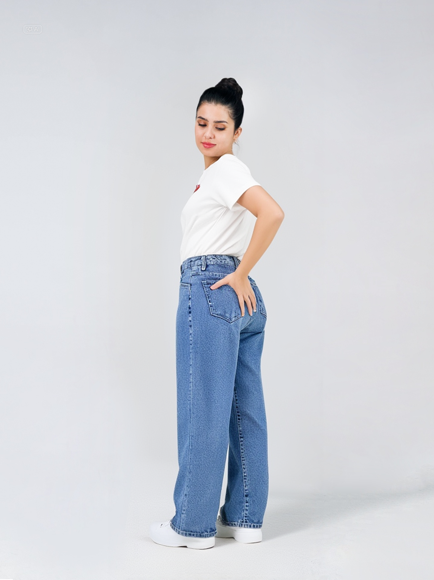 Light Blue Straight Leg Jeans