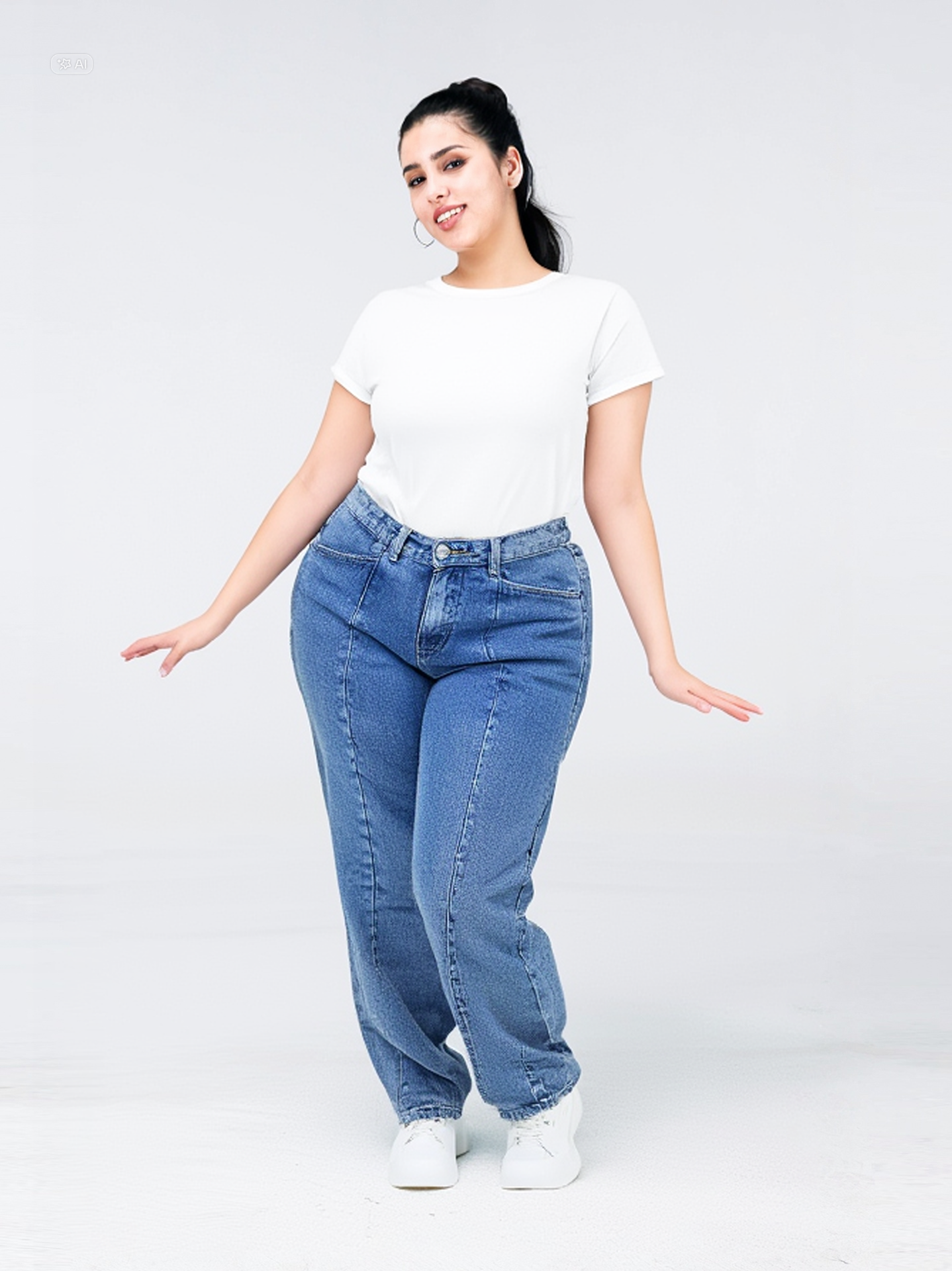 Light Blue Straight Leg Jeans