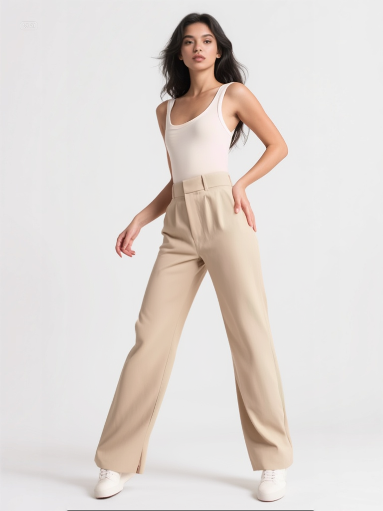 High-Waist Straight Trousers