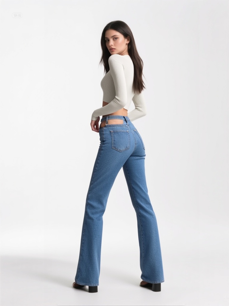 Blue Wash High Waist Jeans