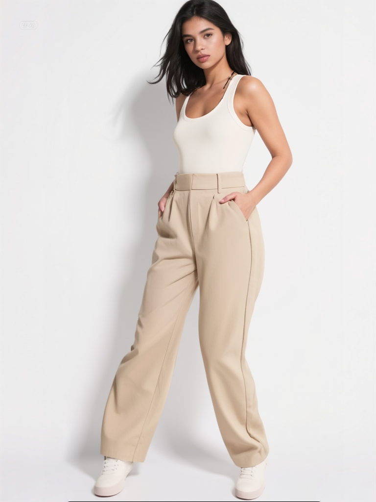 High-Waist Straight Trousers