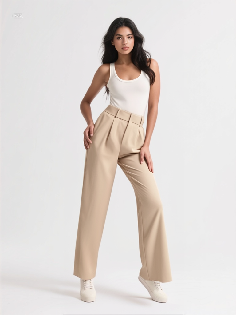 High-Waist Straight Trousers