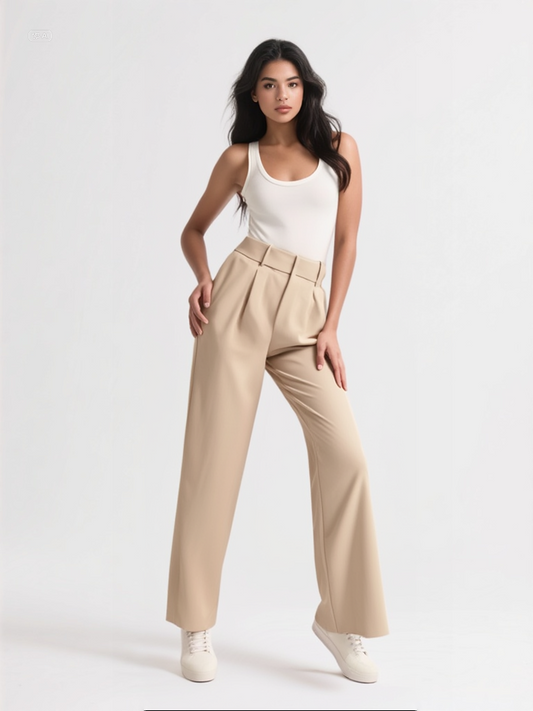 High-Waist Straight Trousers