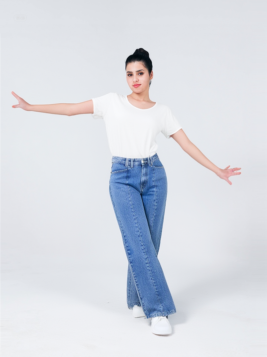 Light Blue Straight Leg Jeans