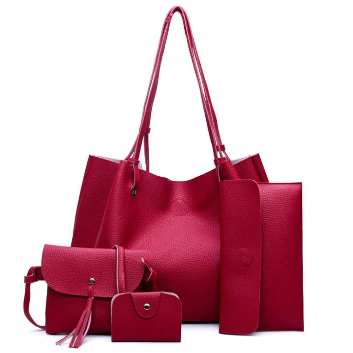 Lychee Pattern 4-Piece Set: Shoulder & Crossbody Bags