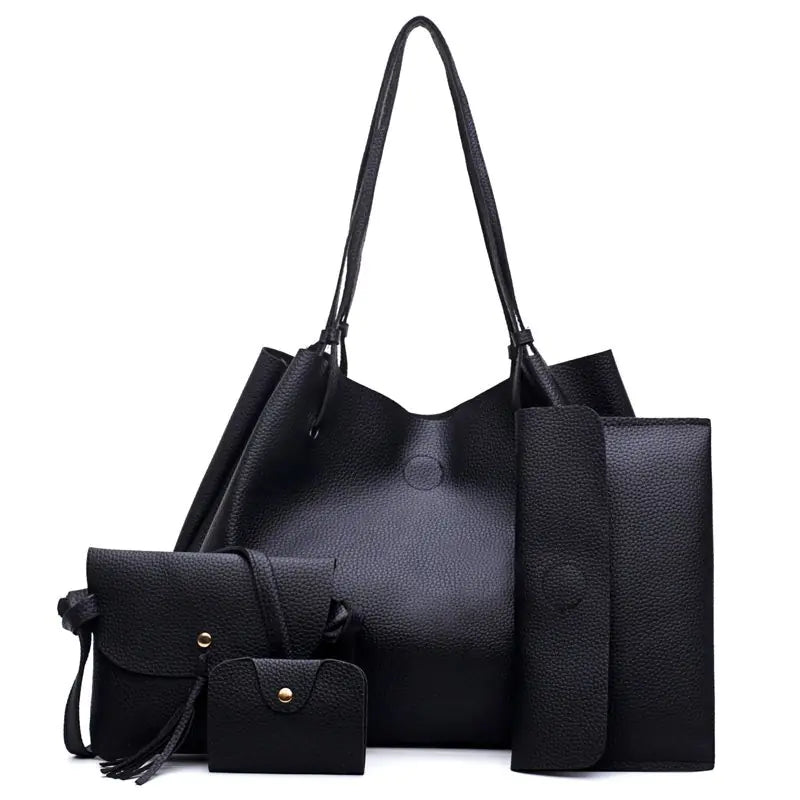 Lychee Pattern 4-Piece Set: Shoulder & Crossbody Bags