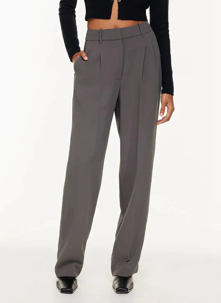 High-Waist Straight Trousers